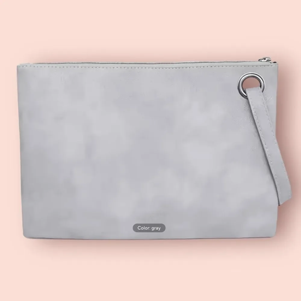 GRAY LARGE PU LEATHER‎ CLUTCH